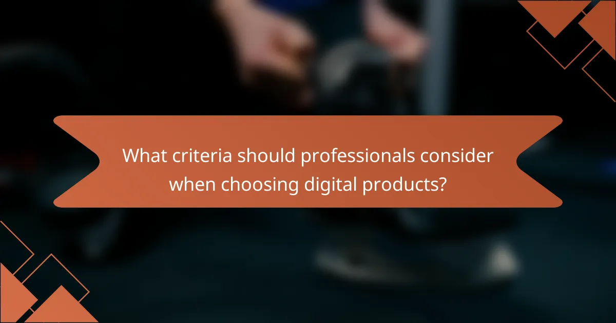 What criteria should professionals consider when choosing digital products?